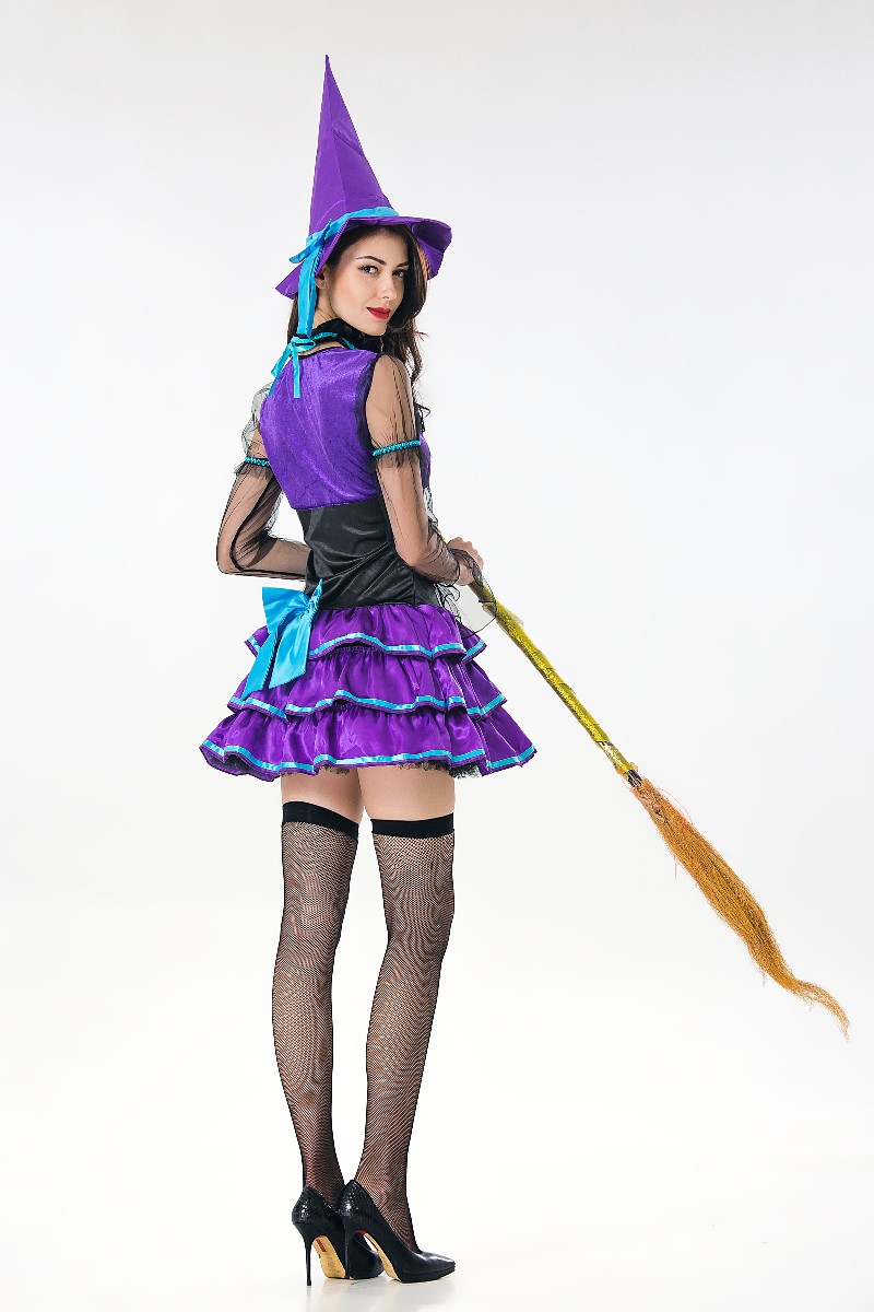 F1843 Womens Adult Purple Witch Halloween Costume